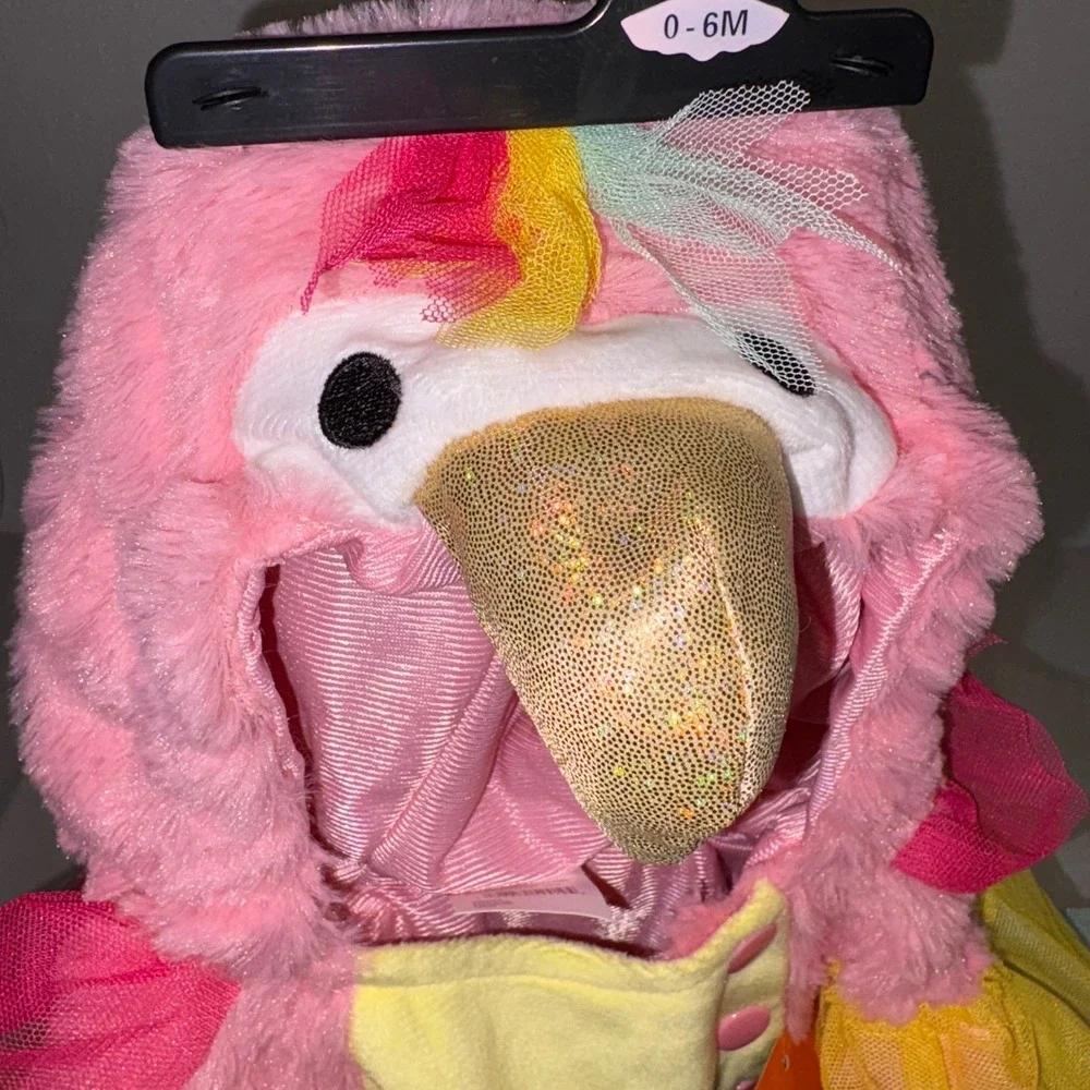 Hyde and Eek Boutique Baby Parrot Costume‎ 0-6 Months Pink Yellow  Green Tulle